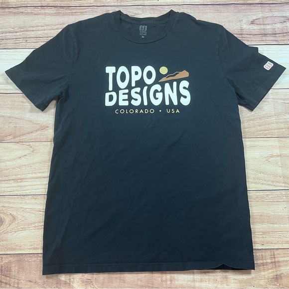 Topo Designs Other - Topo Designs Sunrise Short Sleeve Shirt Black Men’s M Graphic T Organic Cotton